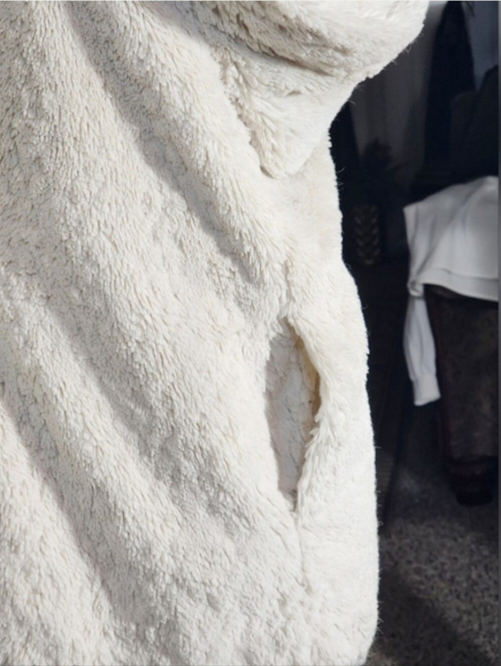 Erin London Jacket Faux Fur Button Front Off-White Size L - Picture 11 of 13